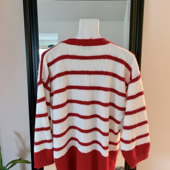 Diane Von Furstenberg Red & White Striped Sweater - Picture 3 of 5